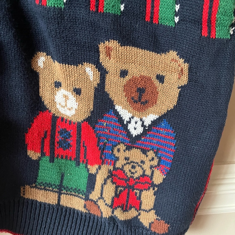 Vintage 90s Y2K Sweater Loft Bears Family Vest Ralph Lauren Inspired Holiday - Picture 2 of 9